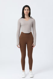 Lapel Corset Detail Long Sleeve Crop Top by bornfocus