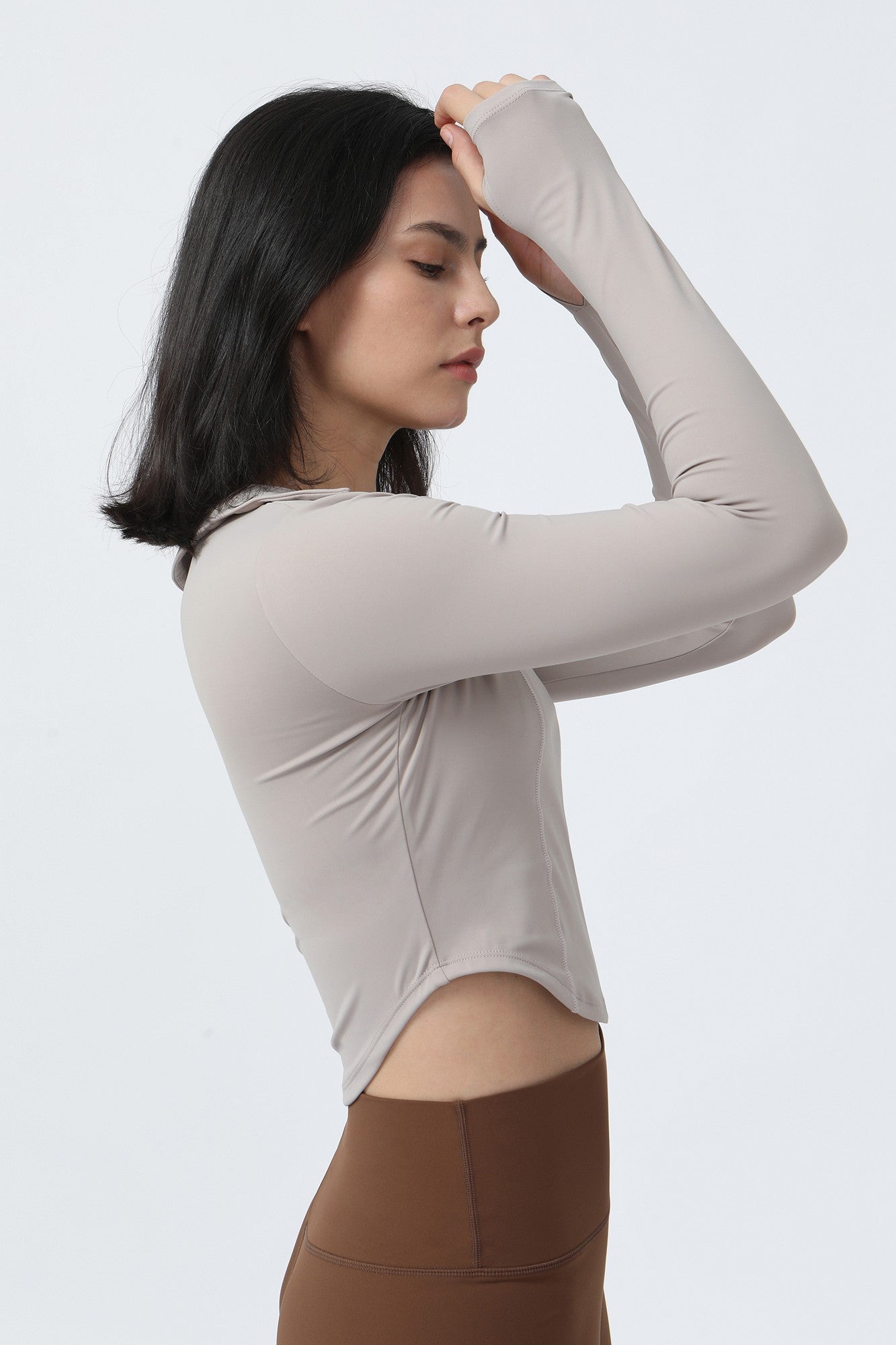 Lapel Corset Detail Long Sleeve Crop Top by bornfocus