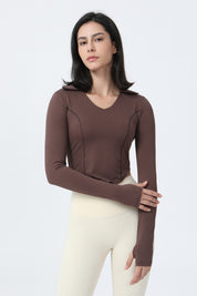 Lapel Corset Detail Long Sleeve Crop Top by bornfocus