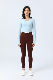 Lapel Corset Detail Long Sleeve Crop Top by bornfocus