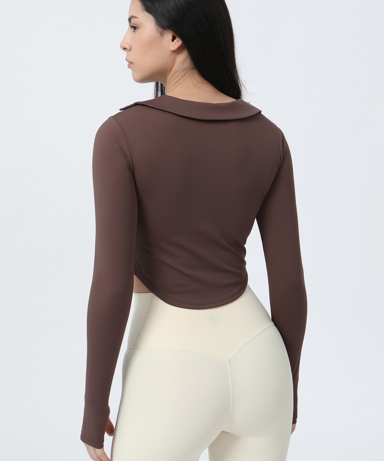 Lapel Corset Detail Long Sleeve Crop Top by bornfocus