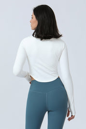 Lapel Corset Detail Long Sleeve Crop Top by bornfocus