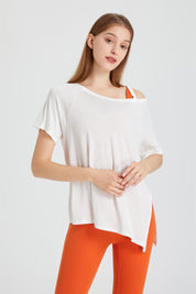 Boat Neck Short Sleeve T-Shirt by bornfocus