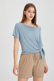 Boat Neck Short Sleeve T-Shirt by bornfocus