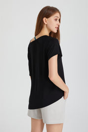 Boat Neck Short Sleeve T-Shirt by bornfocus