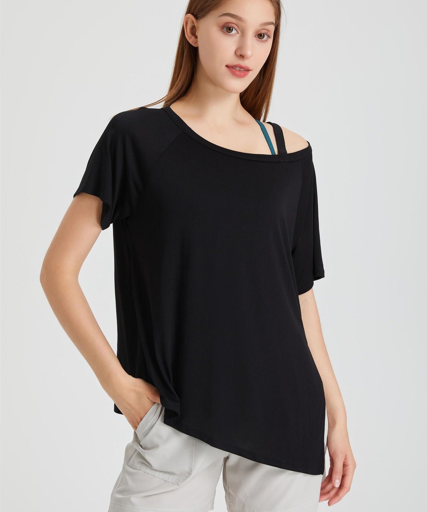 Boat Neck Short Sleeve T-Shirt by bornfocus