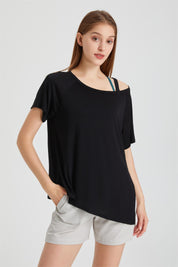 Boat Neck Short Sleeve T-Shirt by bornfocus