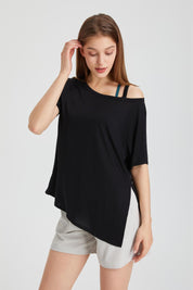 Boat Neck Short Sleeve T-Shirt by bornfocus