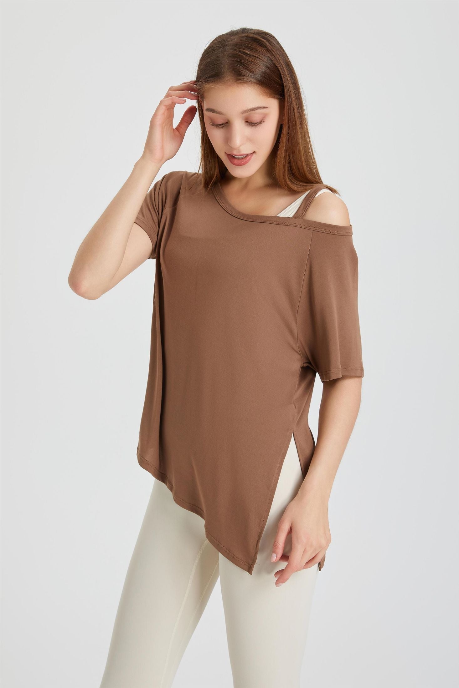 Boat Neck Short Sleeve T-Shirt by bornfocus