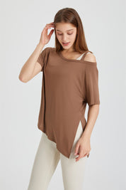 Boat Neck Short Sleeve T-Shirt by bornfocus