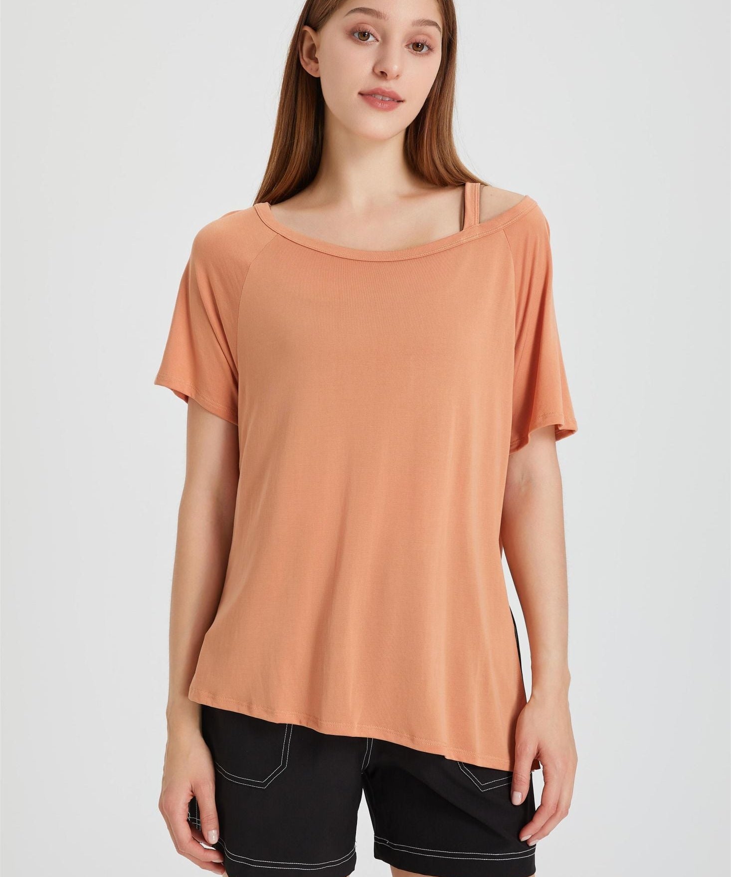 Boat Neck Short Sleeve T-Shirt by bornfocus