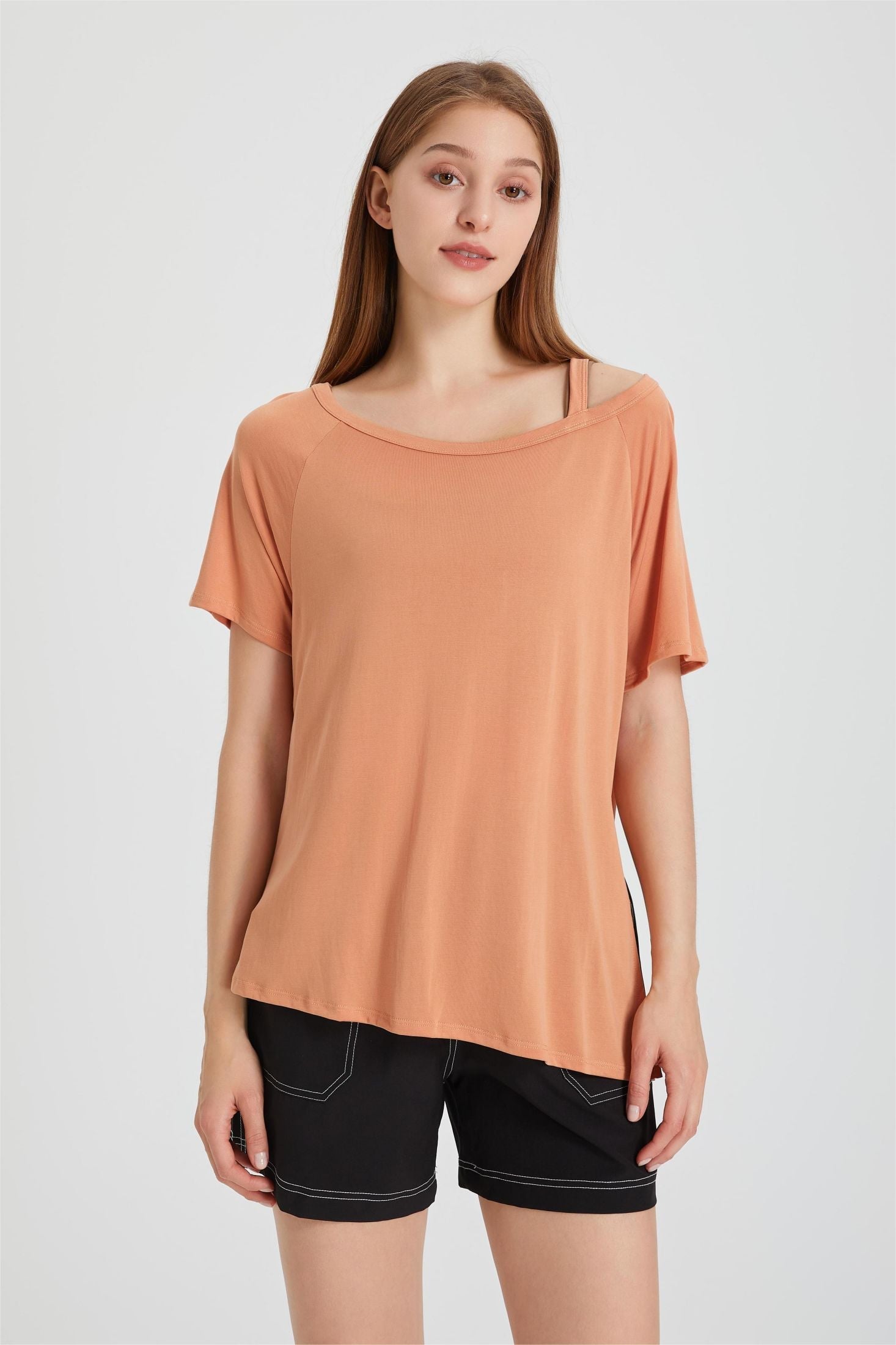 Boat Neck Short Sleeve T-Shirt by bornfocus