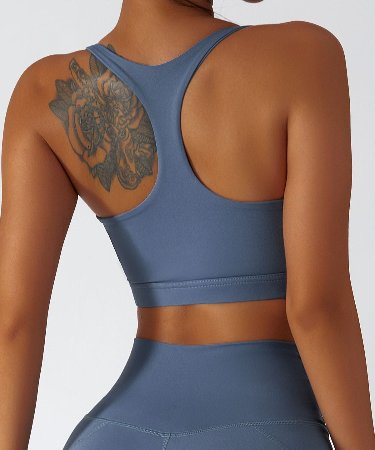 Plunge Neck Racerback Sports Bra by bornfocus