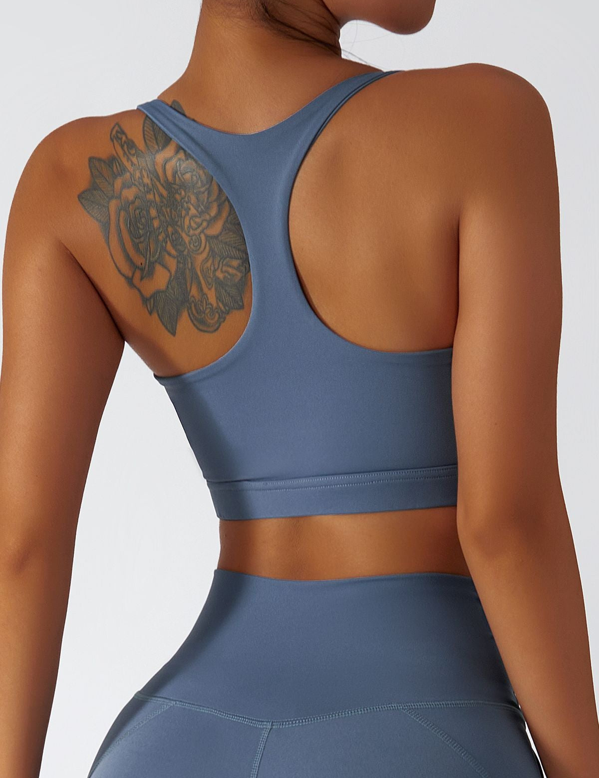 Plunge Neck Racerback Sports Bra by bornfocus