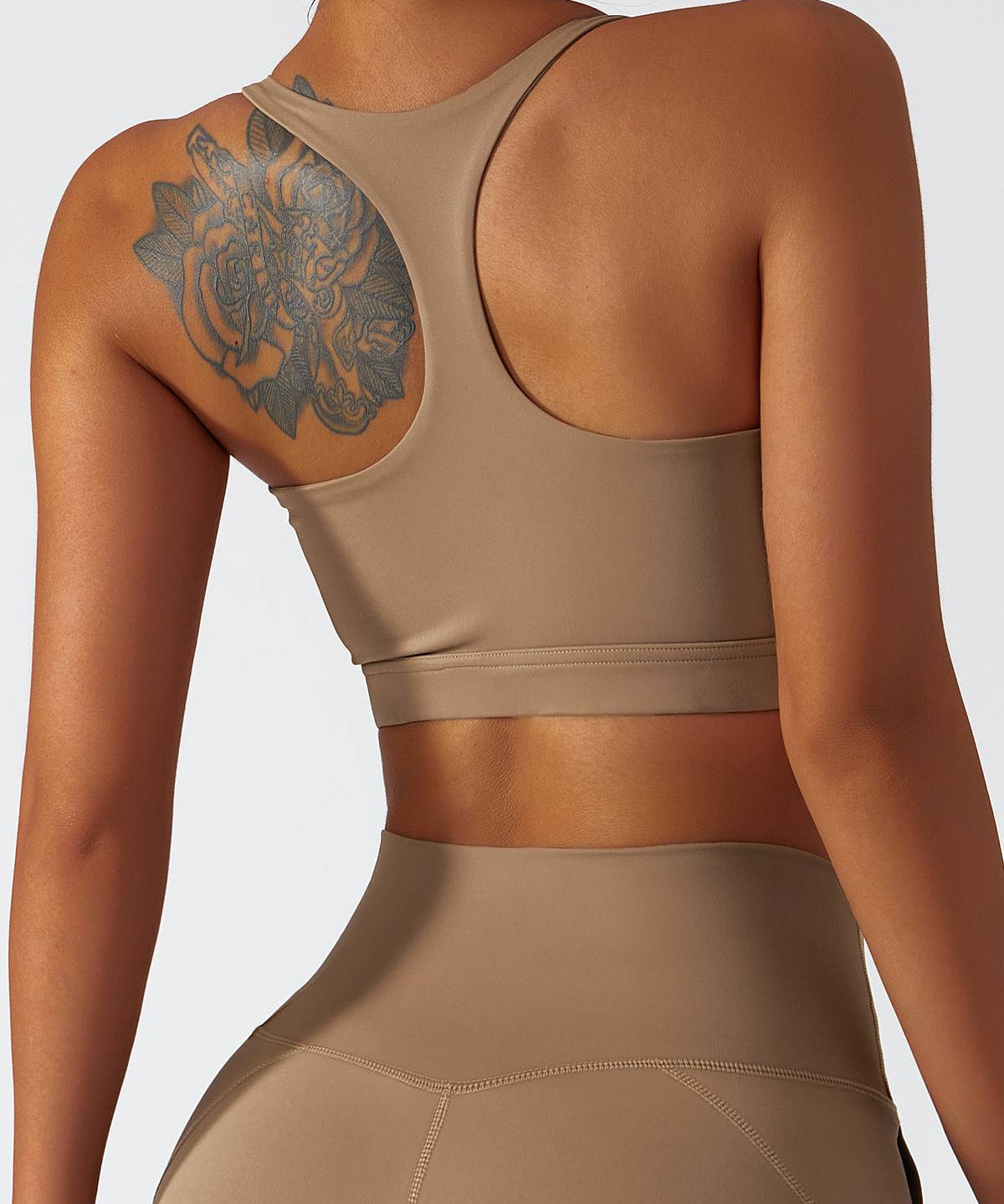 Plunge Neck Racerback Sports Bra by bornfocus