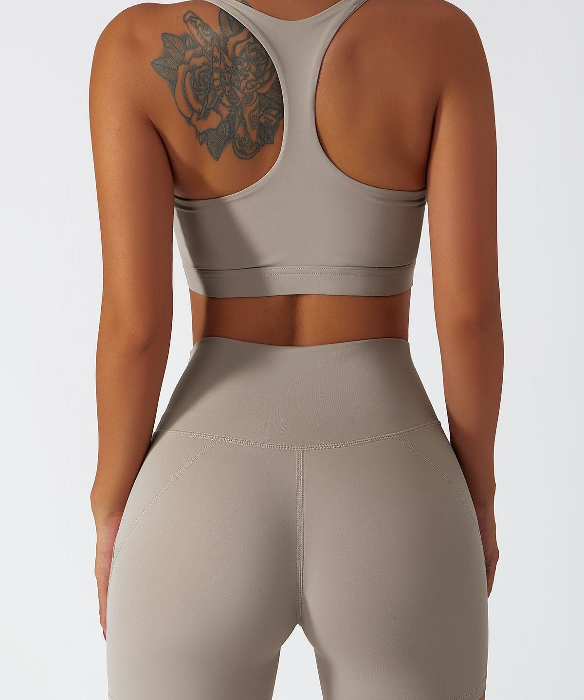 Plunge Neck Racerback Sports Bra by bornfocus