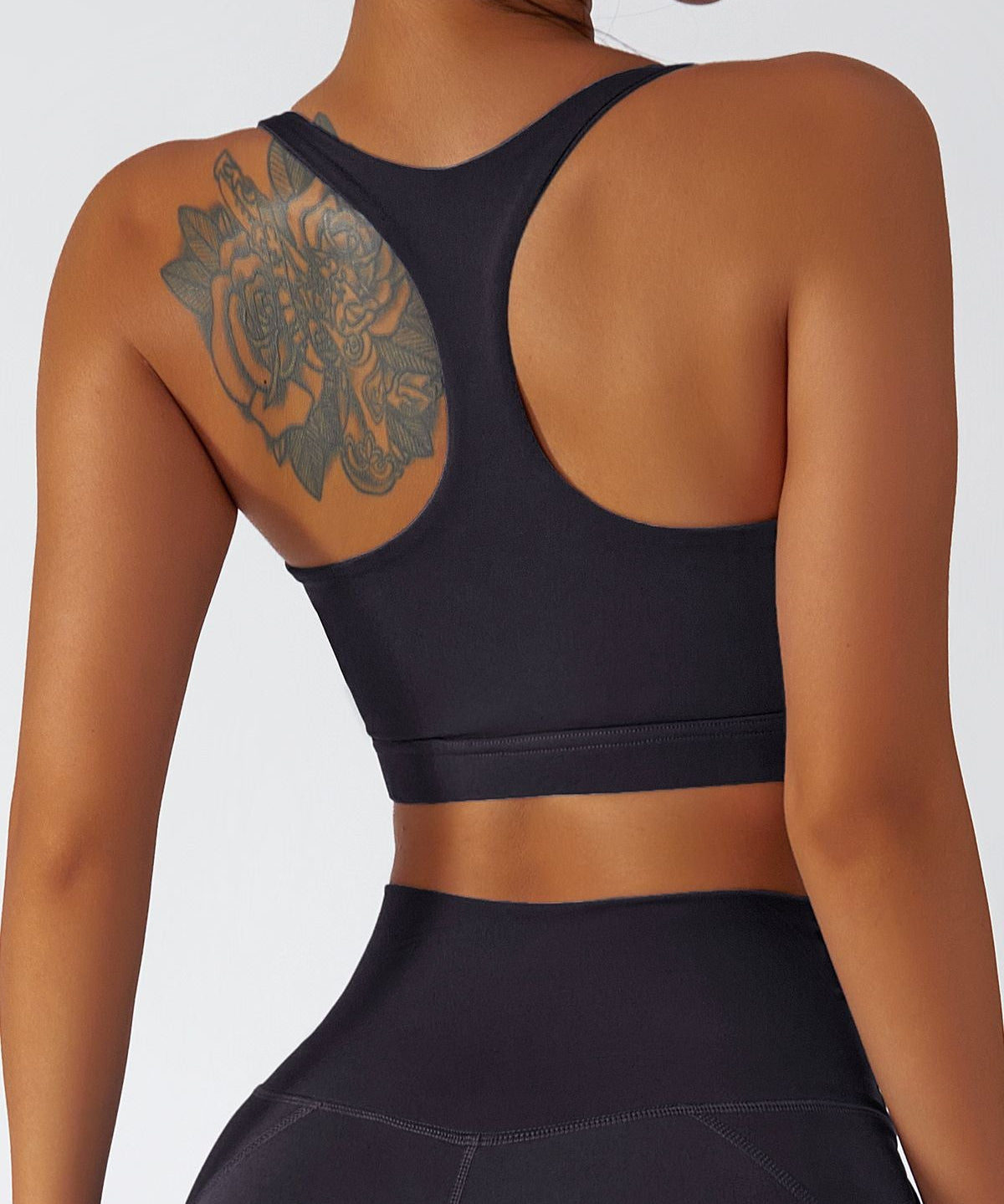 Plunge Neck Racerback Sports Bra by bornfocus