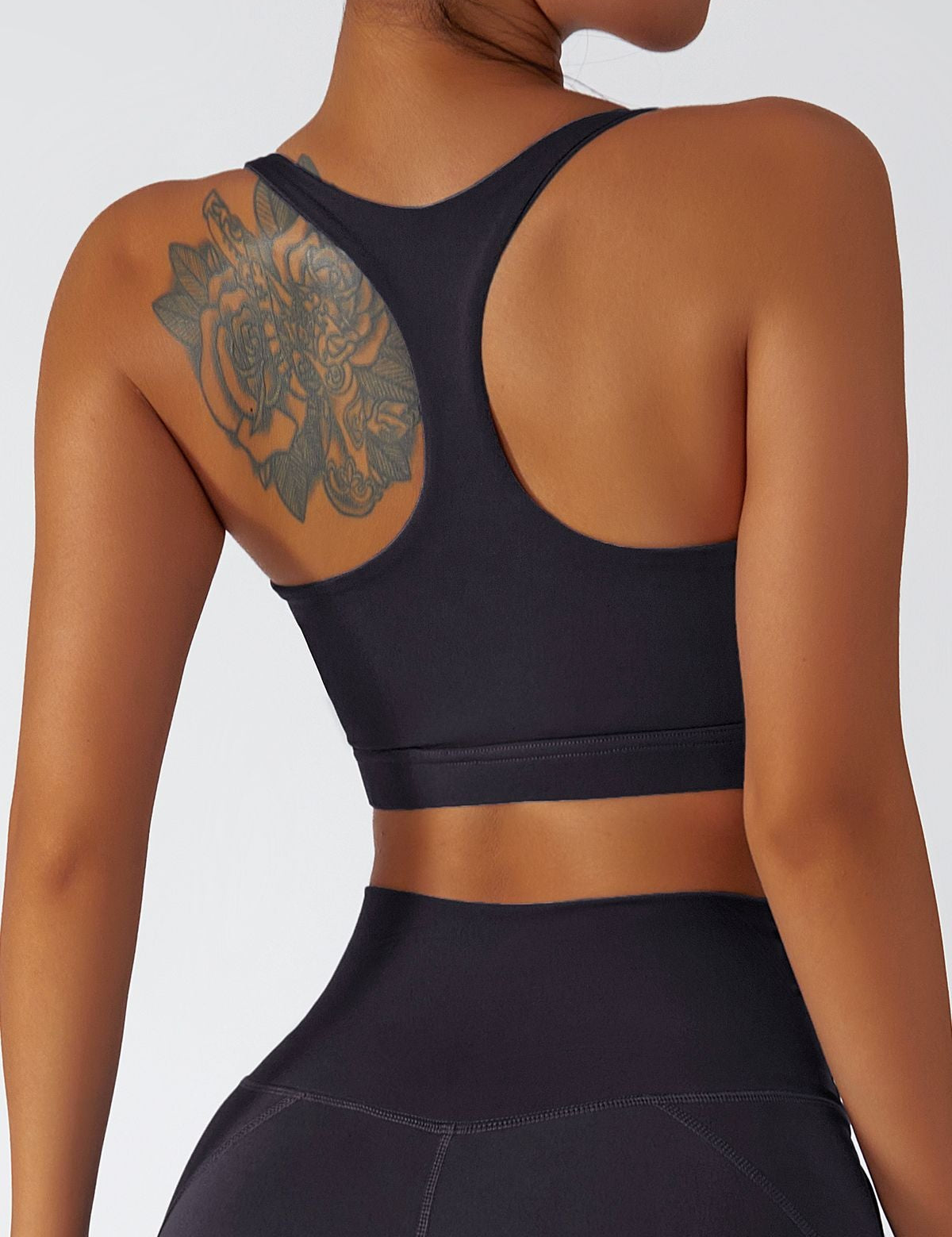 Plunge Neck Racerback Sports Bra by bornfocus