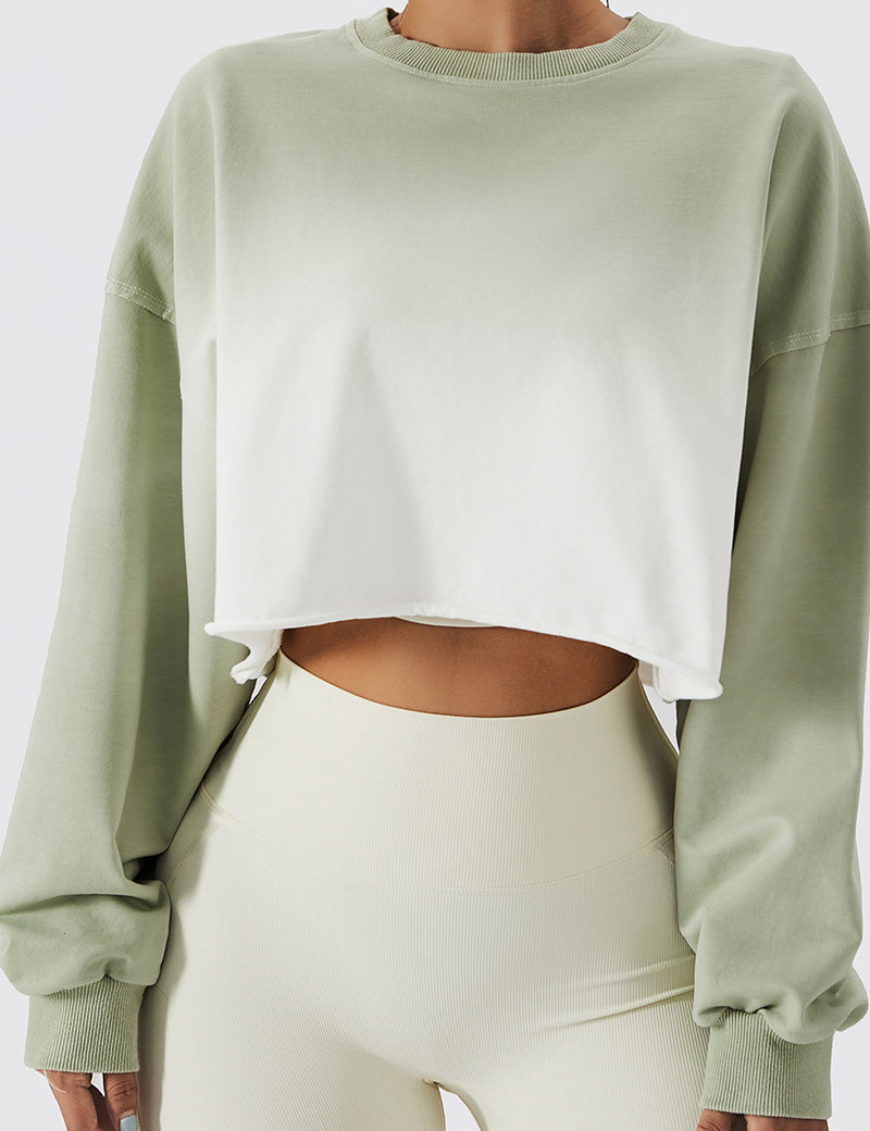 Ombré Oversized Cropped Long Sleeve Sweatshirt by bornfocus