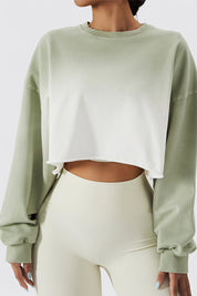 Ombré Oversized Cropped Long Sleeve Sweatshirt by bornfocus