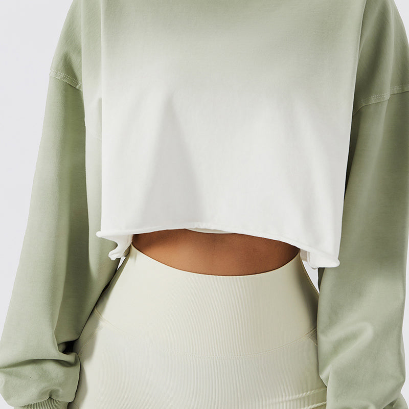 Ombré Oversized Cropped Long Sleeve Sweatshirt by bornfocus