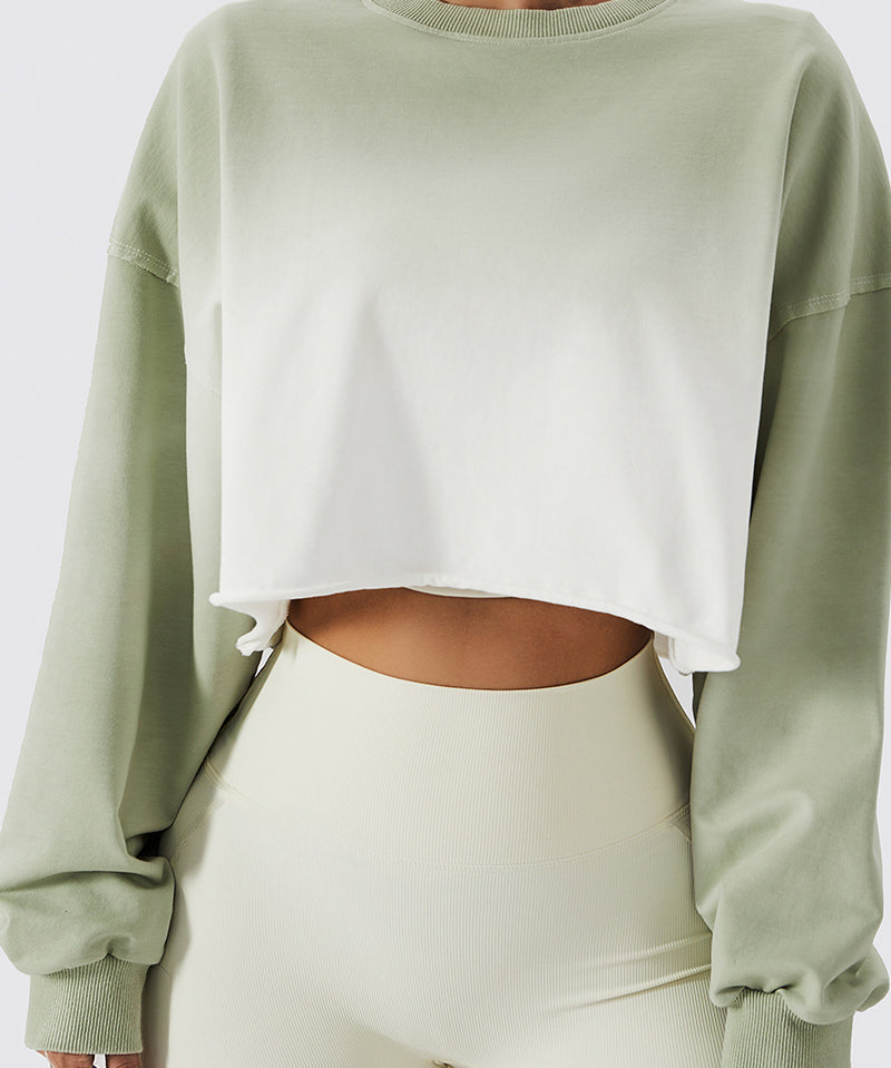 Ombré Oversized Cropped Long Sleeve Sweatshirt by bornfocus