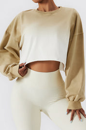 Ombré Oversized Cropped Long Sleeve Sweatshirt by bornfocus