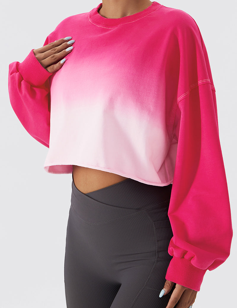 Ombré Oversized Cropped Long Sleeve Sweatshirt by bornfocus