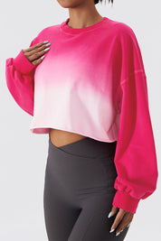 Ombré Oversized Cropped Long Sleeve Sweatshirt by bornfocus