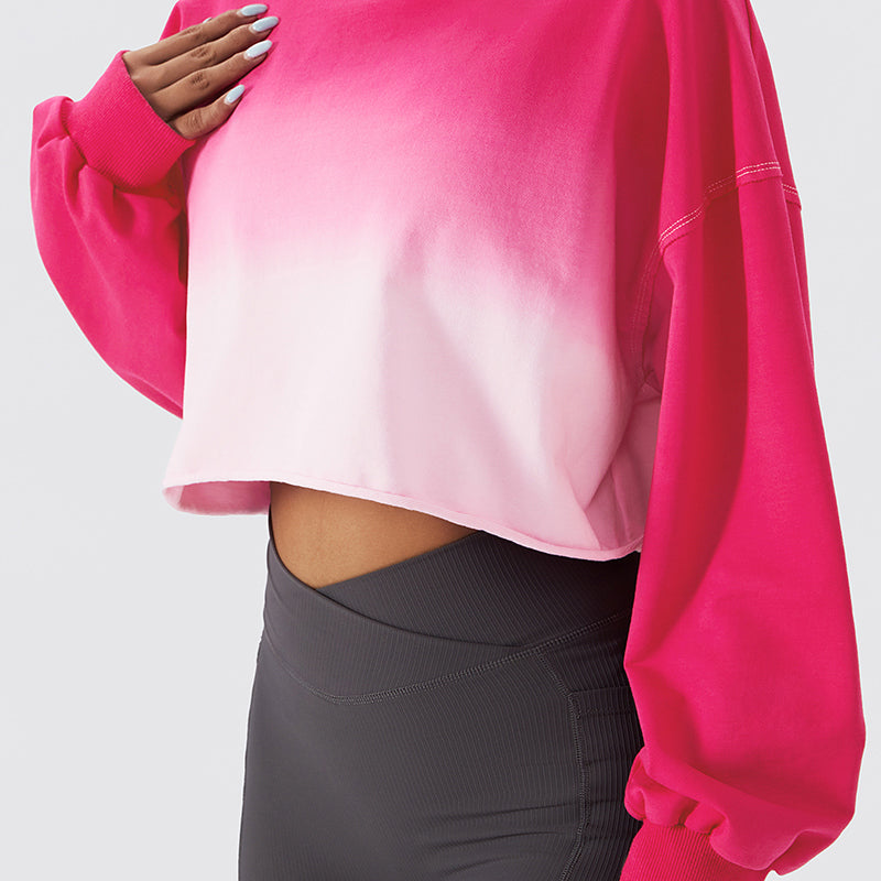 Ombré Oversized Cropped Long Sleeve Sweatshirt by bornfocus