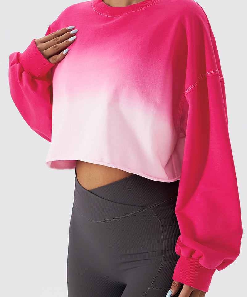 Ombré Oversized Cropped Long Sleeve Sweatshirt by bornfocus