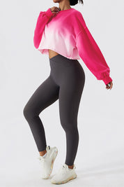 Ombré Oversized Cropped Long Sleeve Sweatshirt by bornfocus