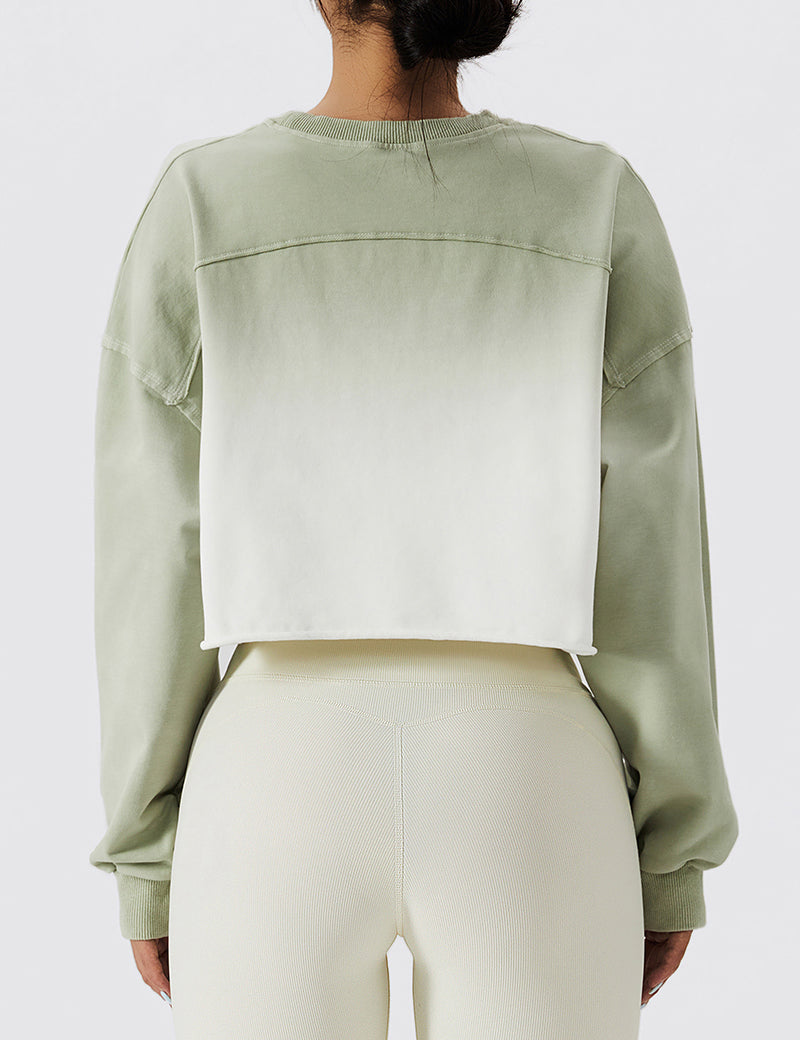 Ombré Oversized Cropped Long Sleeve Sweatshirt by bornfocus