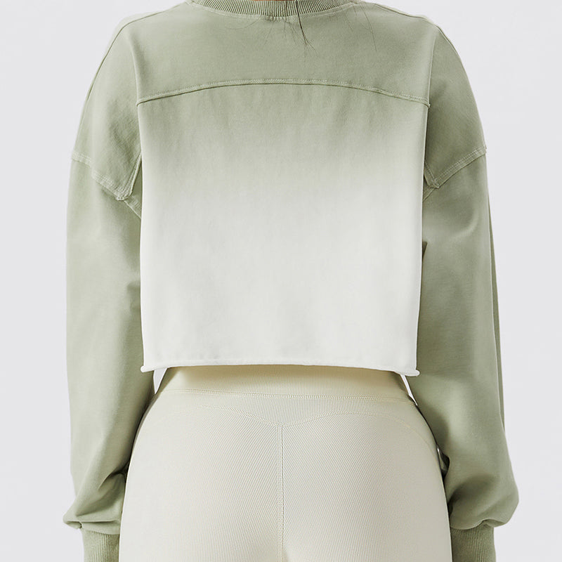 Ombré Oversized Cropped Long Sleeve Sweatshirt by bornfocus