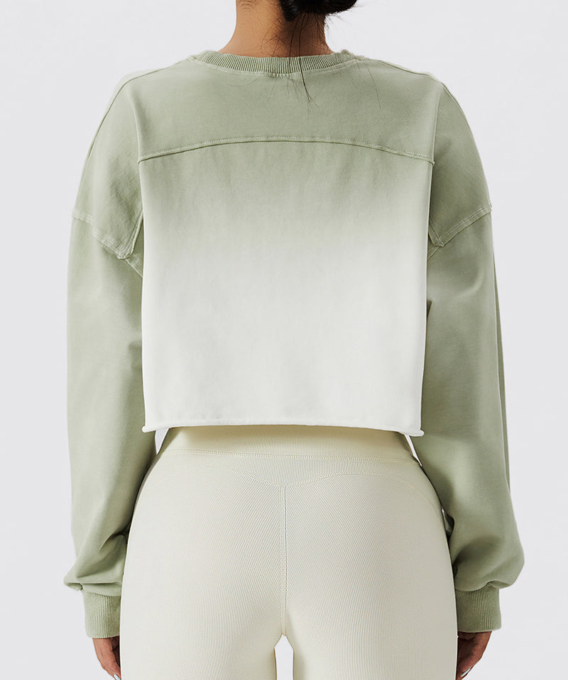 Ombré Oversized Cropped Long Sleeve Sweatshirt by bornfocus