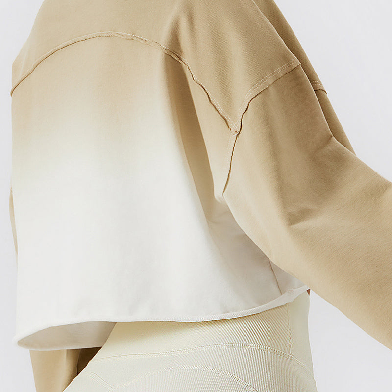 Ombré Oversized Cropped Long Sleeve Sweatshirt by bornfocus