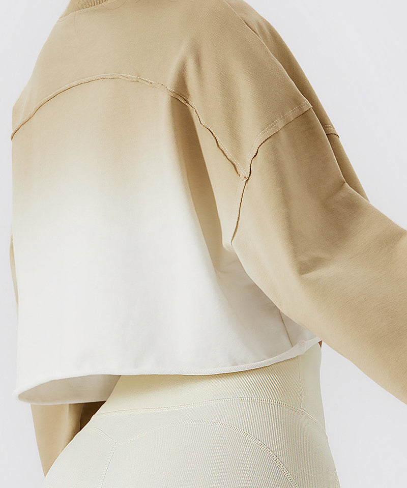 Ombré Oversized Cropped Long Sleeve Sweatshirt by bornfocus