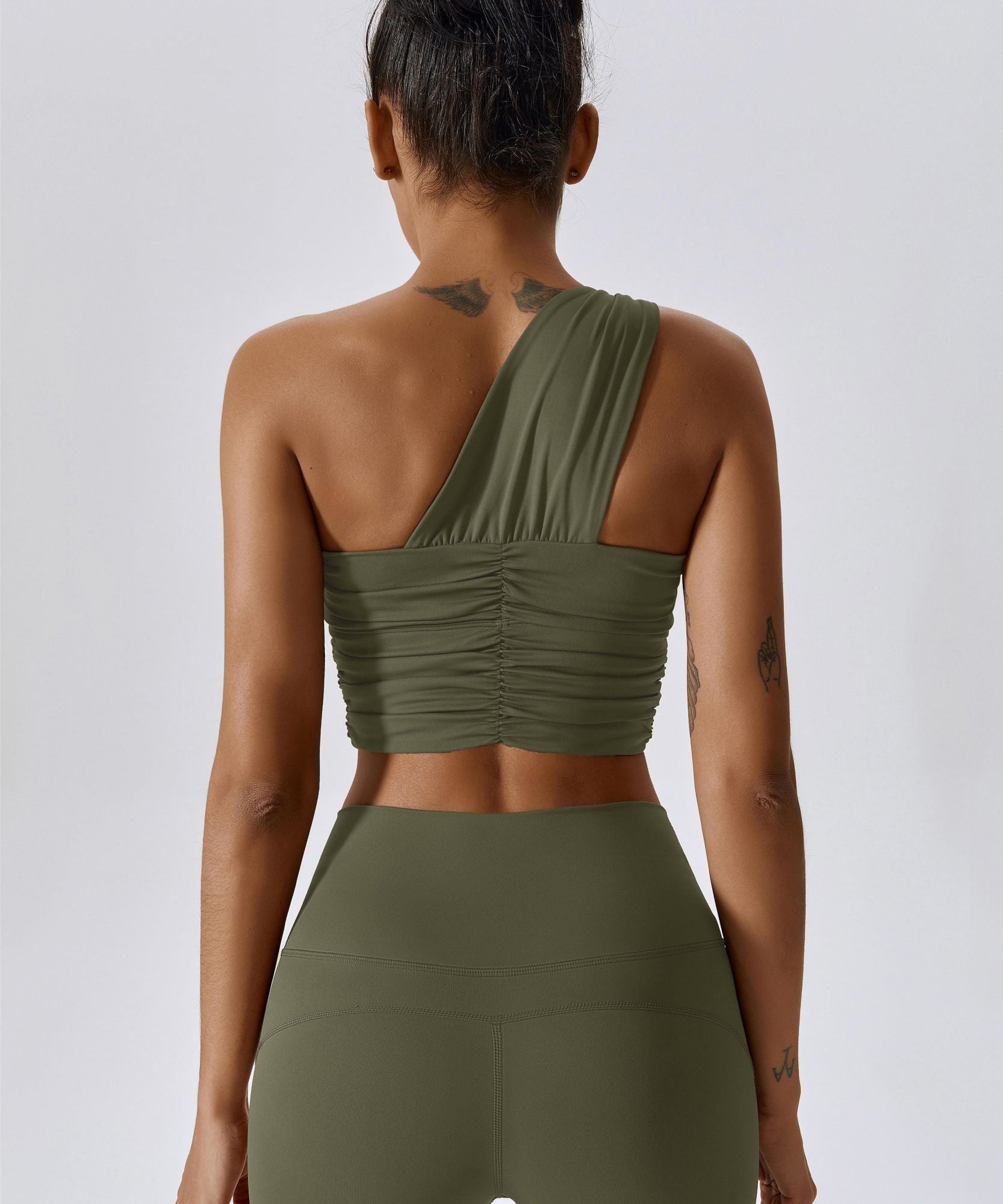 One Shoulder Ruched Bra Top by bornfocus