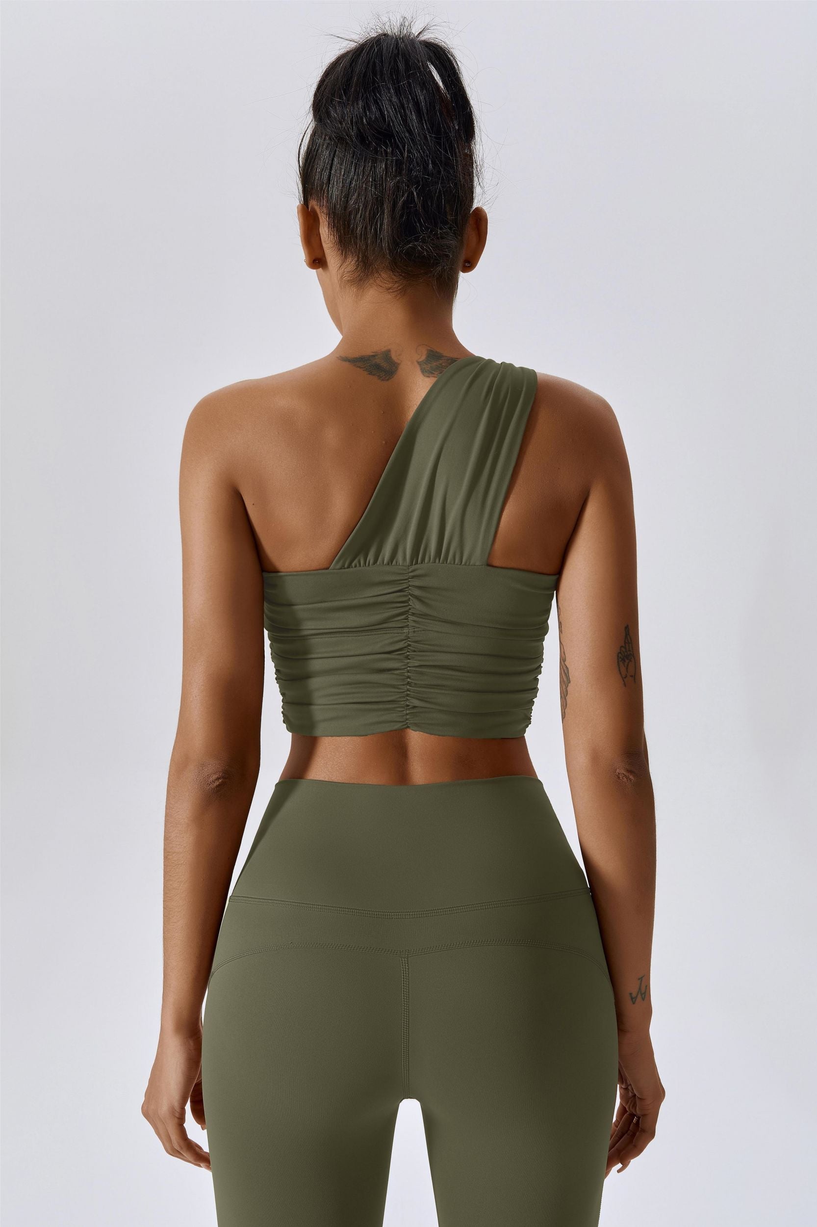 One Shoulder Ruched Bra Top by bornfocus