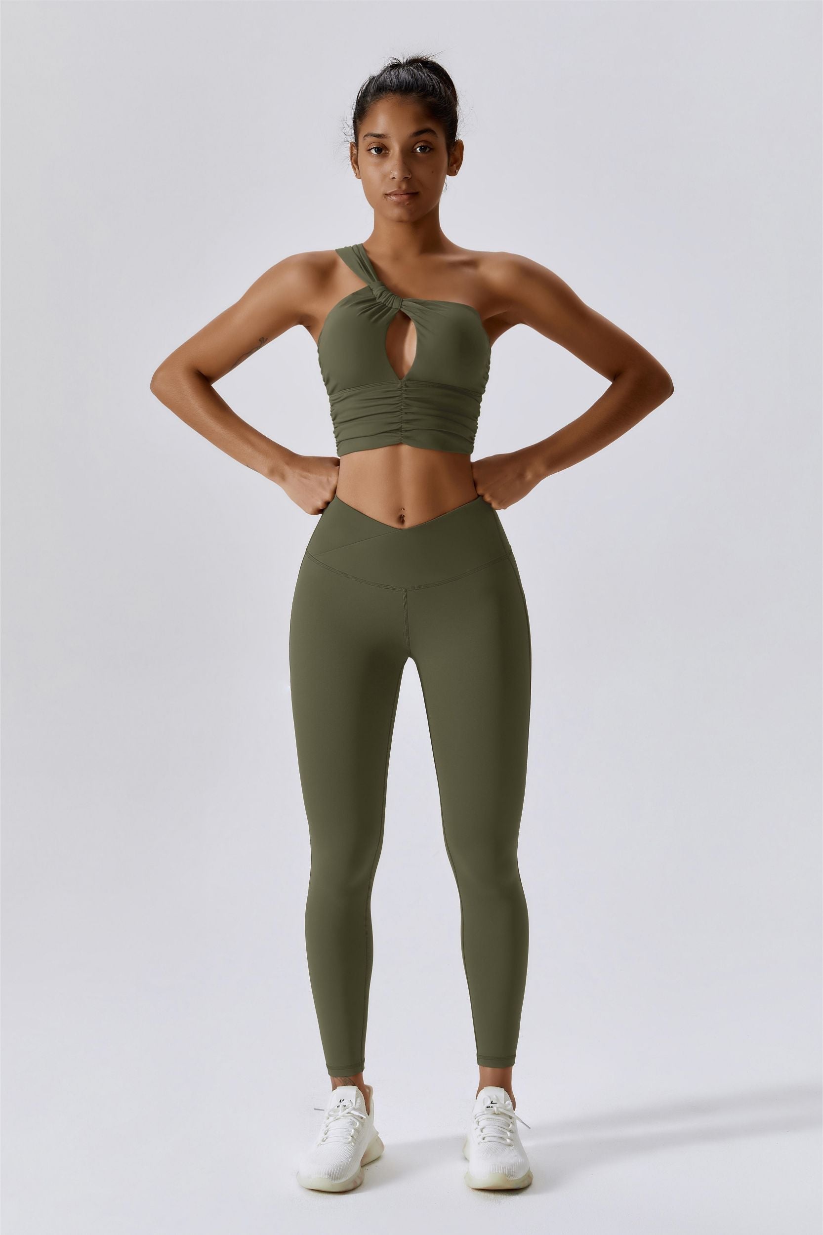 One Shoulder Ruched Bra Top by bornfocus