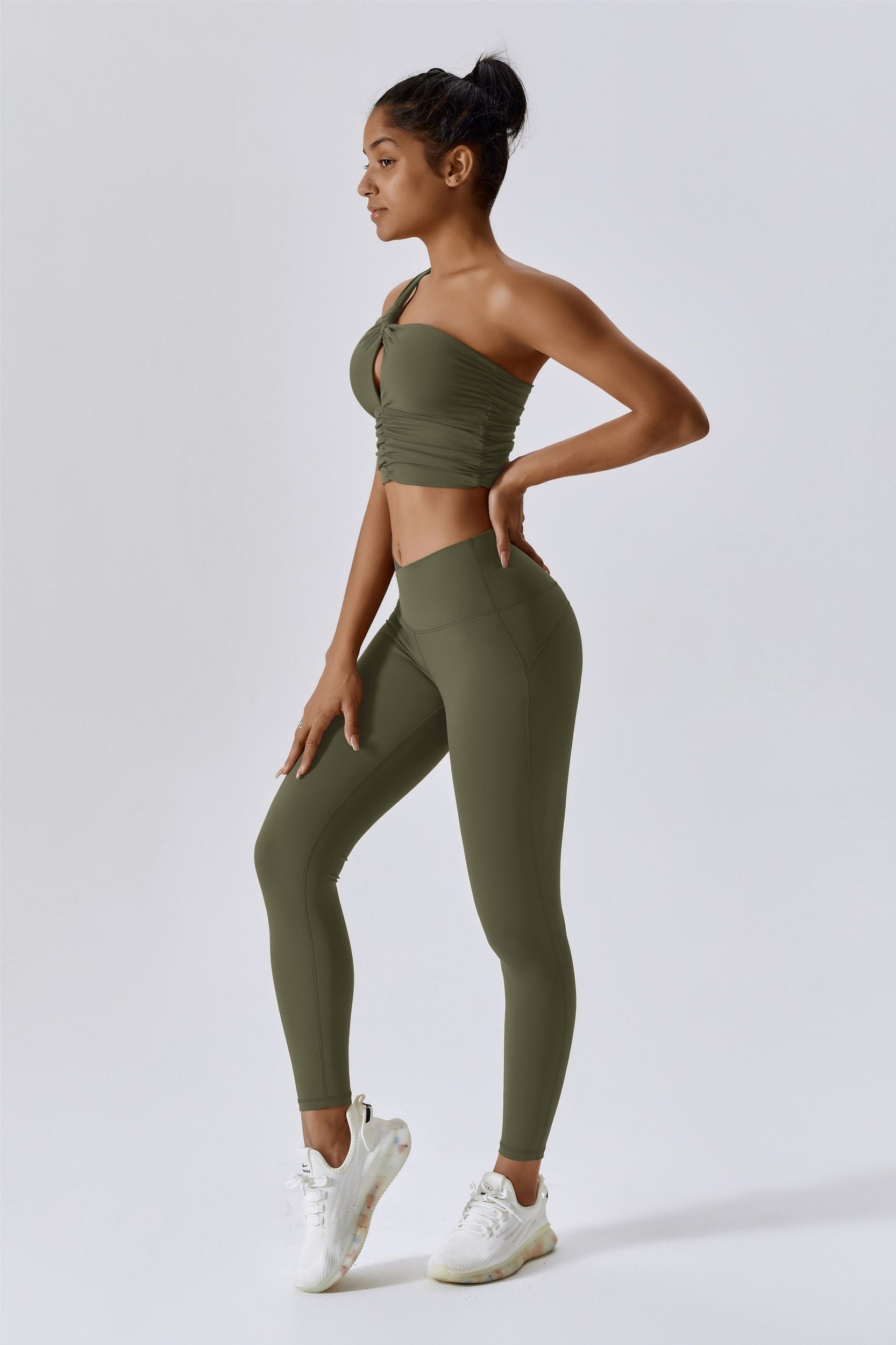 One Shoulder Ruched Bra Top by bornfocus