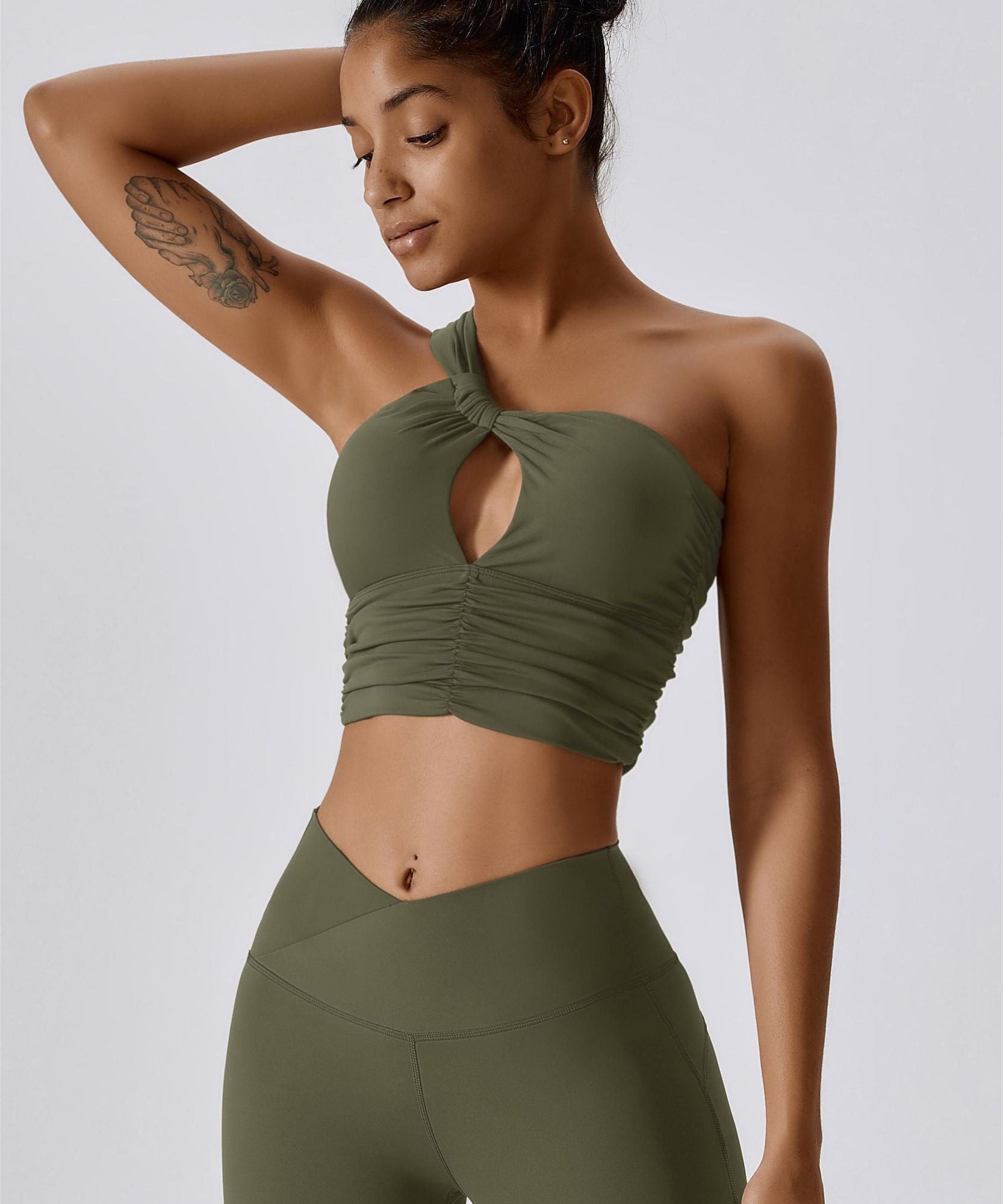 One Shoulder Ruched Bra Top by bornfocus