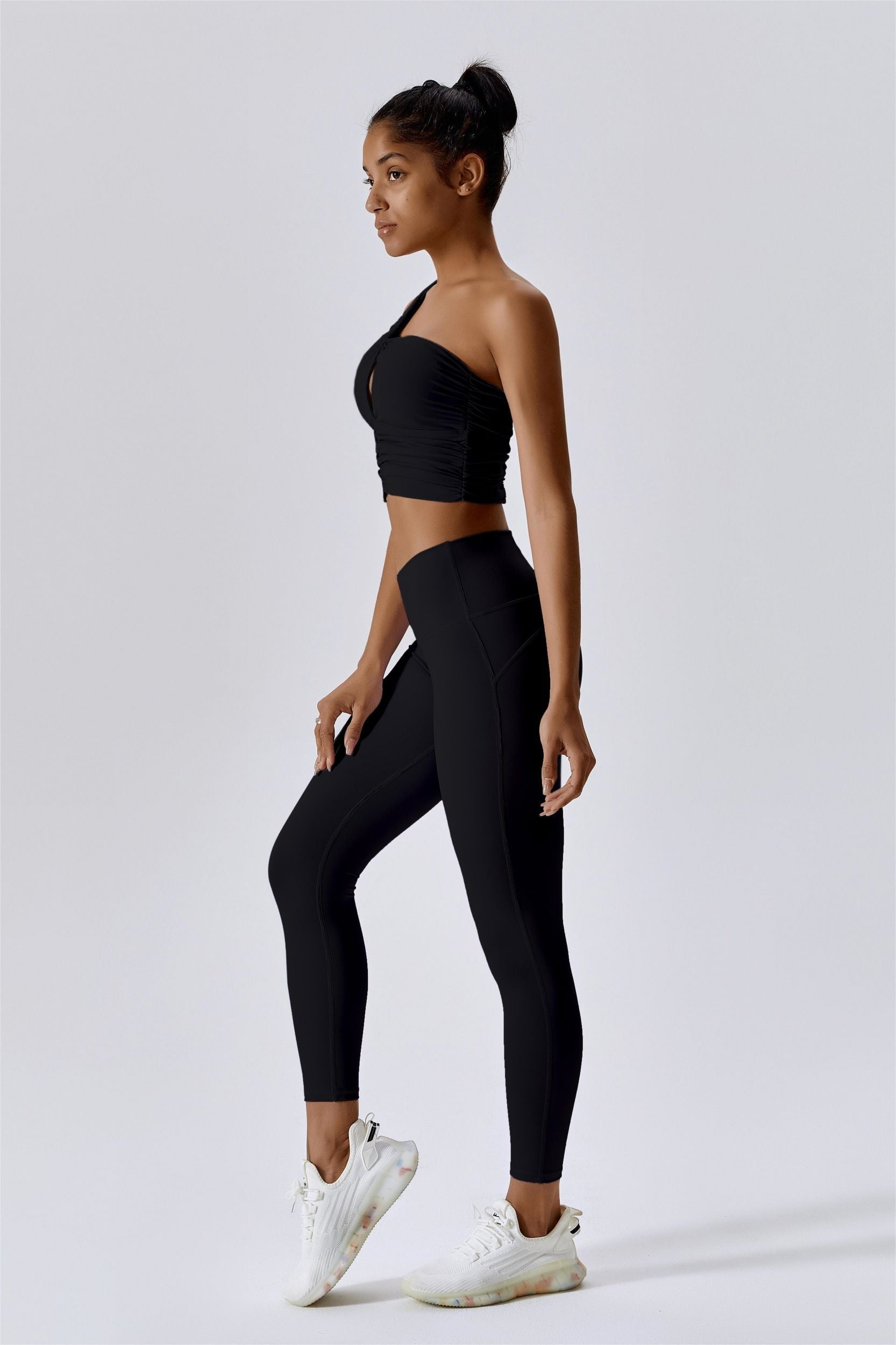One Shoulder Ruched Bra Top by bornfocus