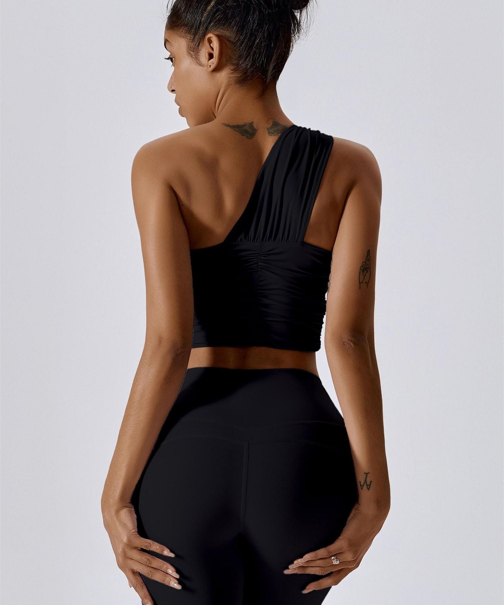 One Shoulder Ruched Bra Top by bornfocus