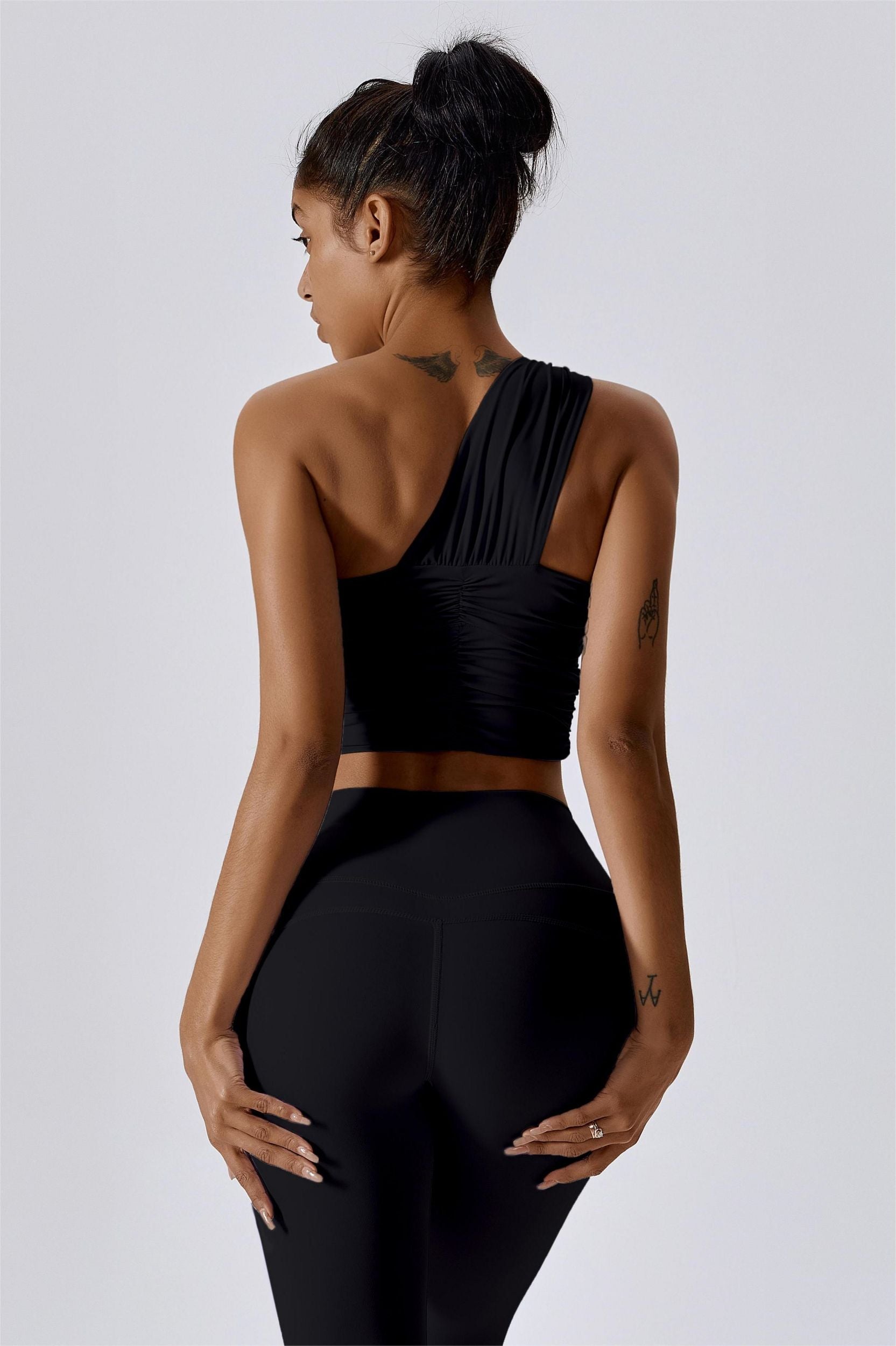 One Shoulder Ruched Bra Top by bornfocus