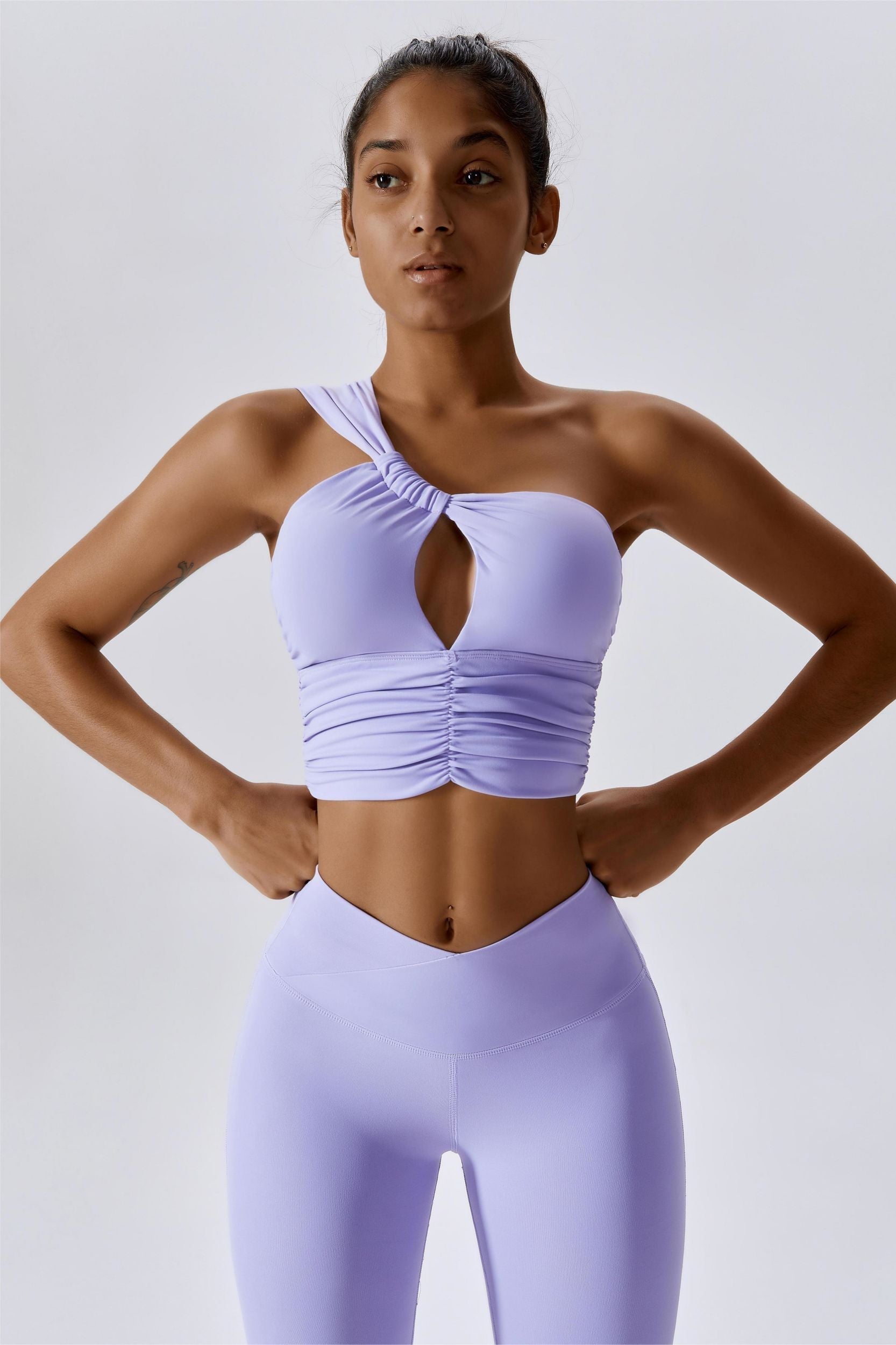 One Shoulder Ruched Bra Top by bornfocus