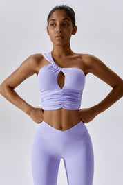 One Shoulder Ruched Bra Top by bornfocus