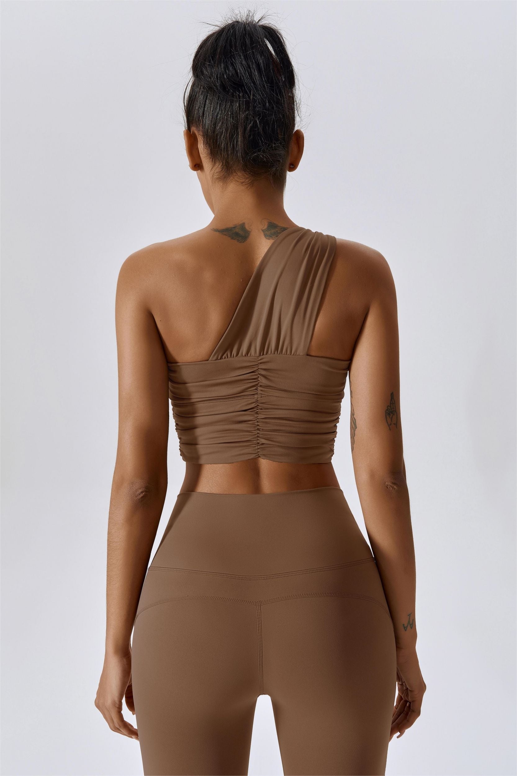 One Shoulder Ruched Bra Top by bornfocus