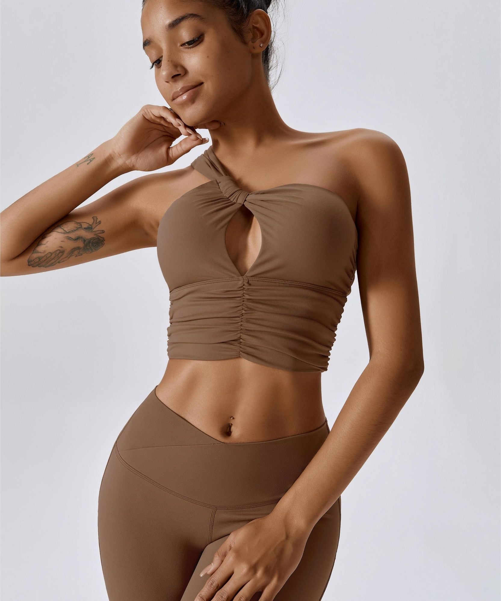 One Shoulder Ruched Bra Top by bornfocus