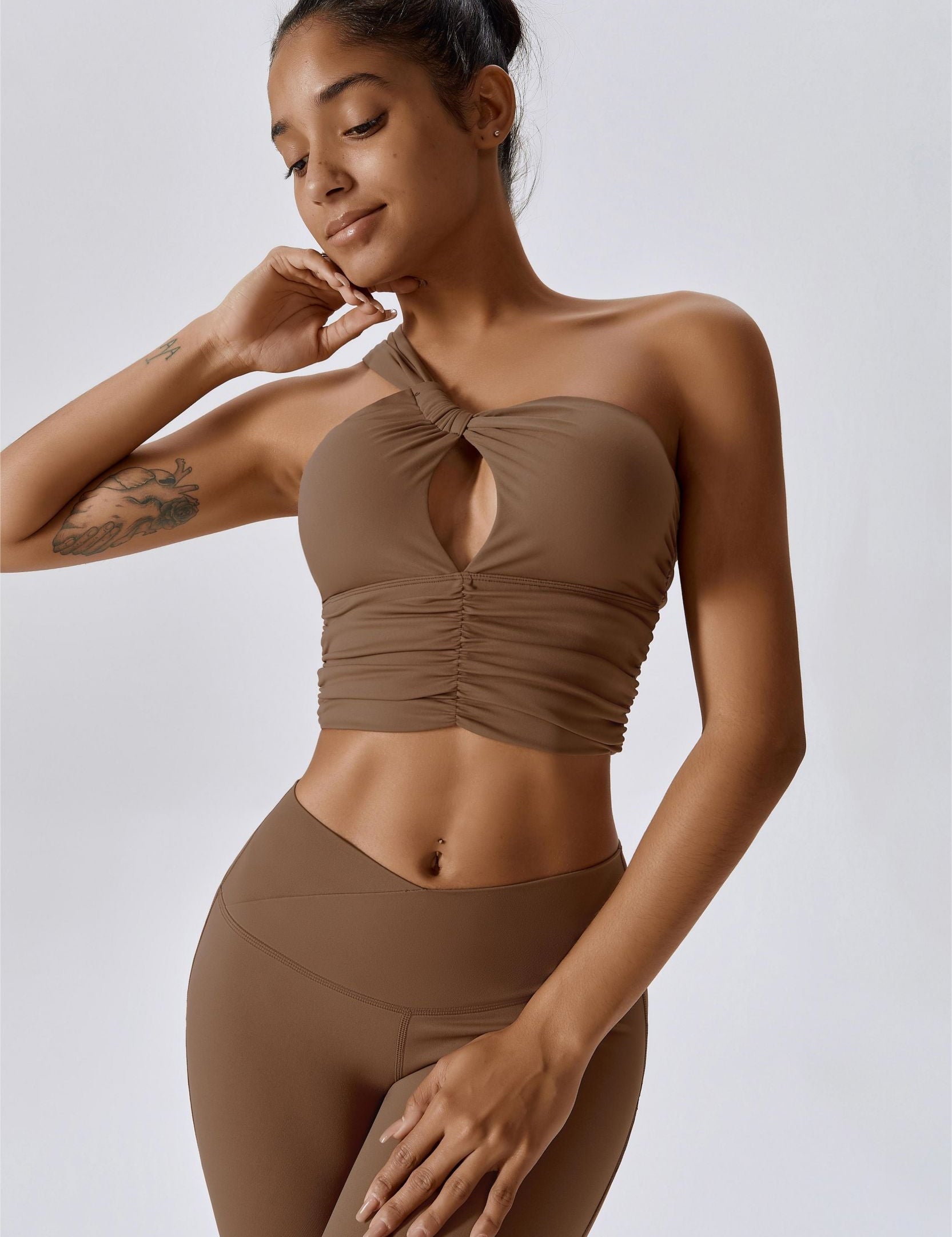 One Shoulder Ruched Bra Top by bornfocus